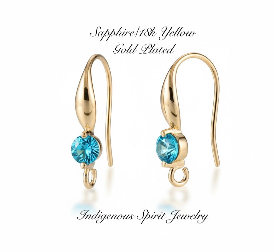 18k Gold Plated Hooks with Zircon Stones