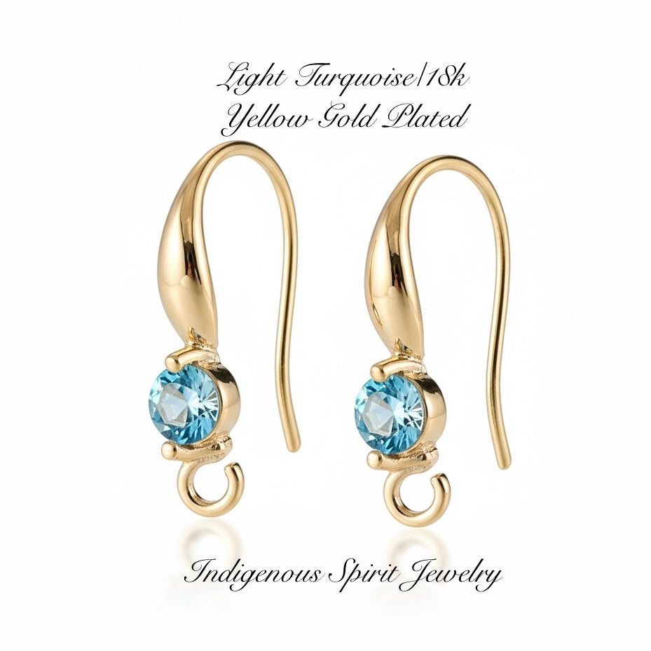 18k Gold Plated Hooks with Zircon Stones