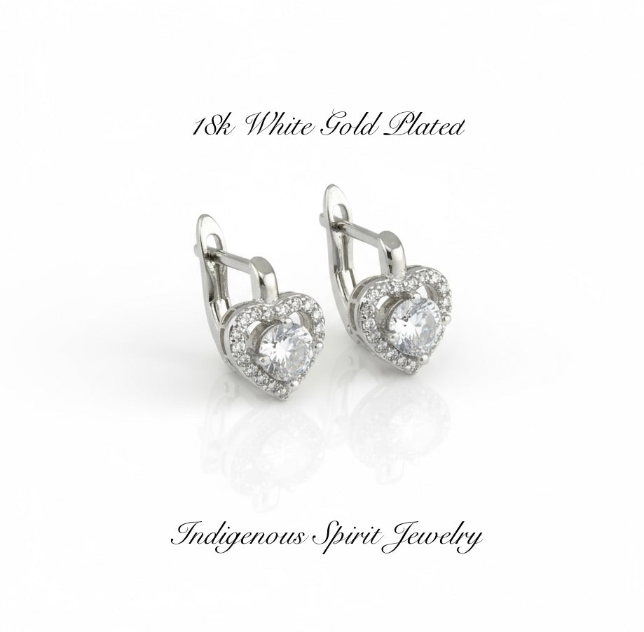 Heart Shaped 18k Gold Plated, Cubic Zircon Findings