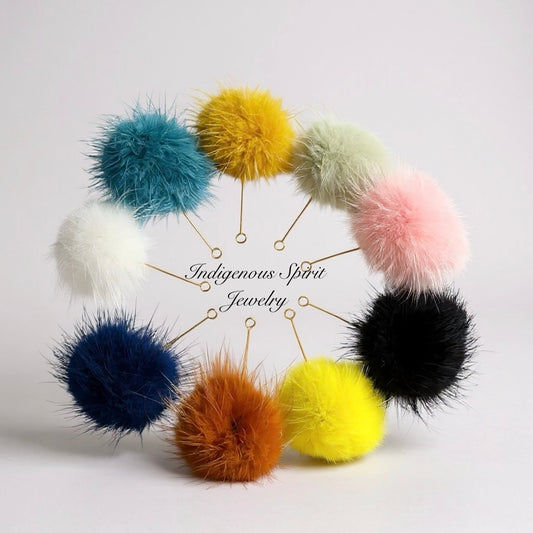 Mink Fur Balls on Long Eye Pins