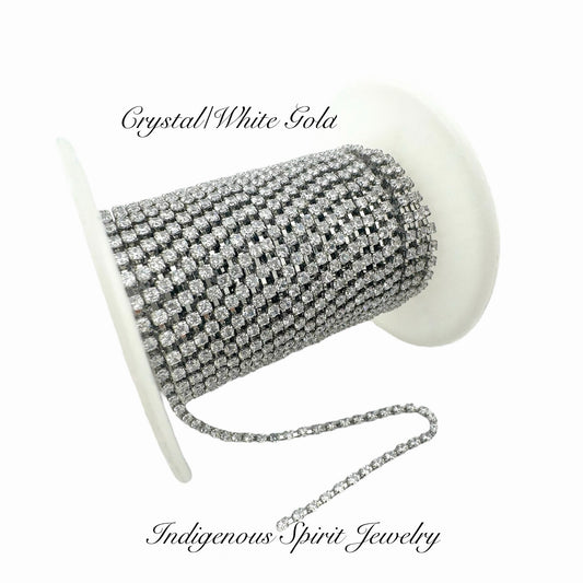 Crystal/18k White Gold SS6 Circle Style Cubic Zirconia Banding