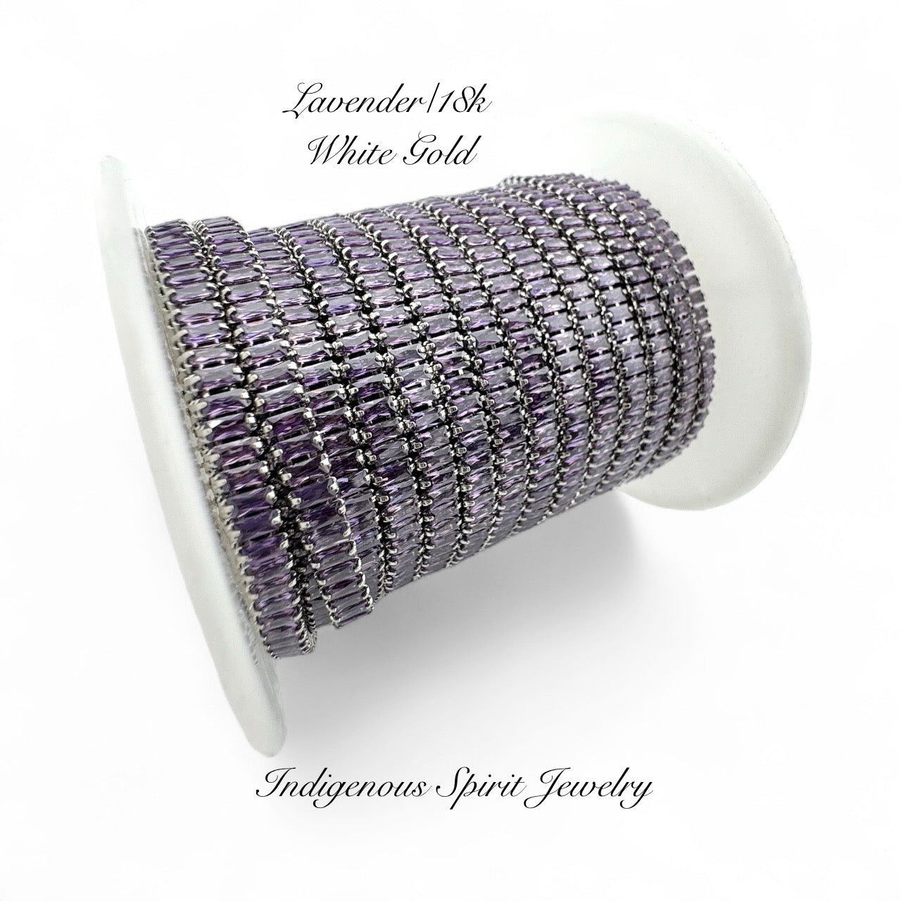 Lavender/18k White Gold Plated Baguette Cubic Zirconia Banding