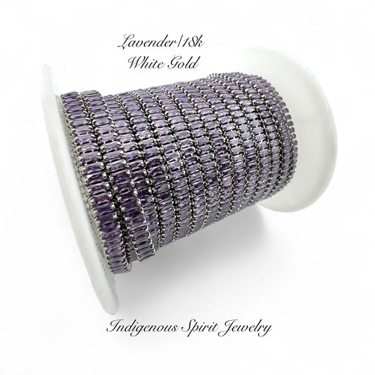 Lavender/18k White Gold Plated Baguette Cubic Zirconia Banding