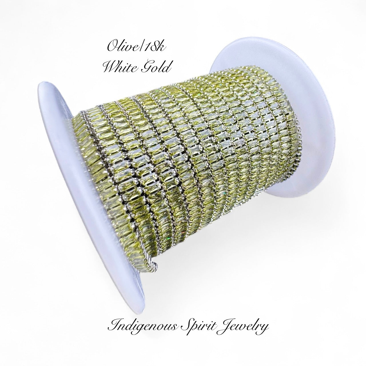 Olive/18k White Gold Plated Baguette Cubic Zirconia Banding