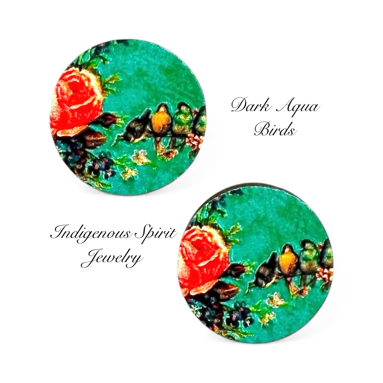 16mm Round Wood Embossed Design Cabochons (set 4)