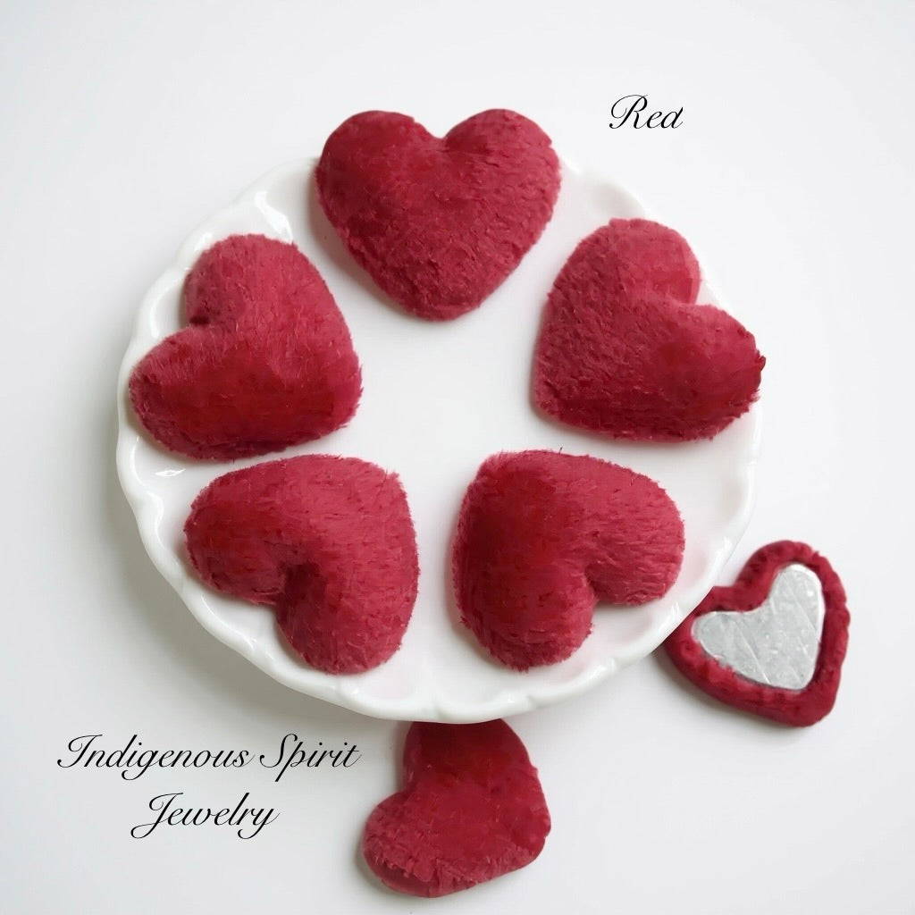 Fuzzy Velvet Heart Flat Back Cabochons