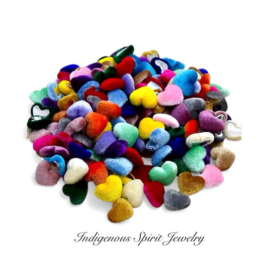 Velvet Heart Shaped Cabochons