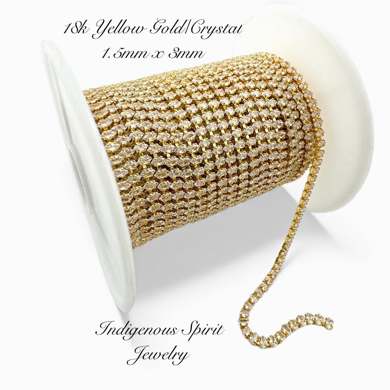 1.5mm x 3mm, Crystal Vertical Navette 18k Yellow Gold Plated Crystal Cubic Zirconia Chain