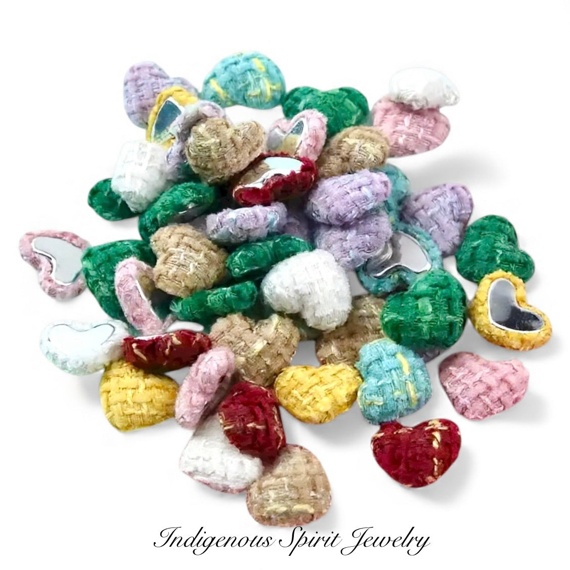 Ribbon Pattern Heart Shaped Cabochons