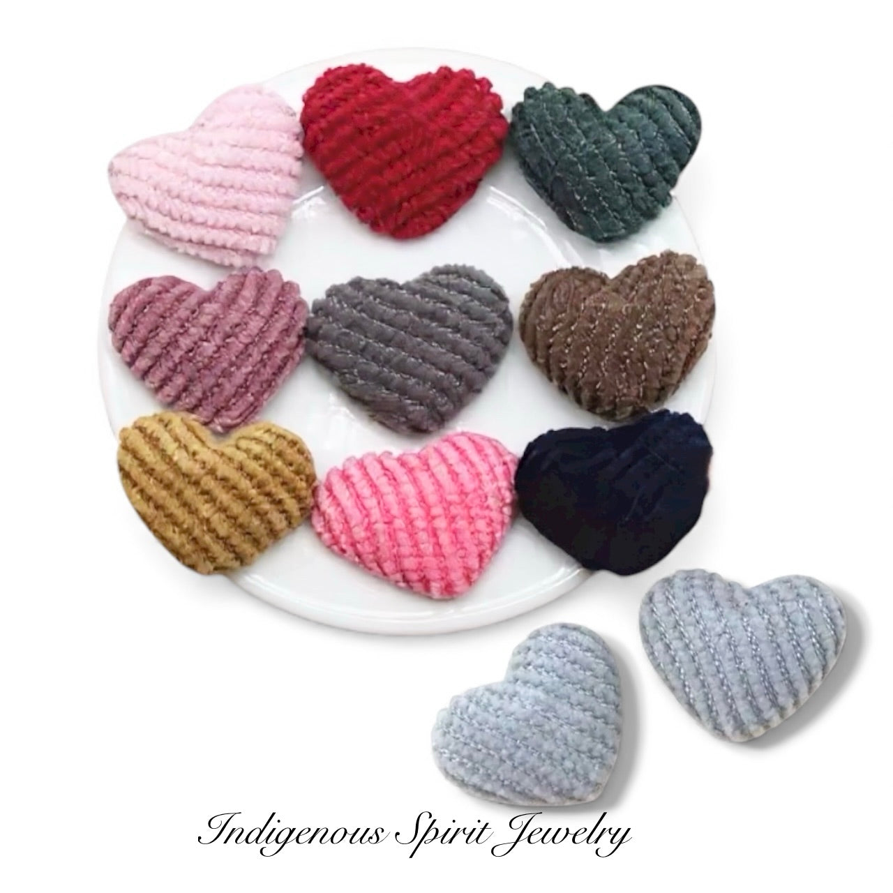 Corduroy Heart Flat Back Cabochons
