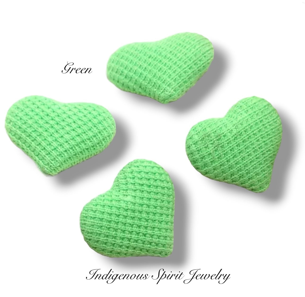 Embossed Plain Plaid, Heart Shaped Fabric Covered Cabochons
