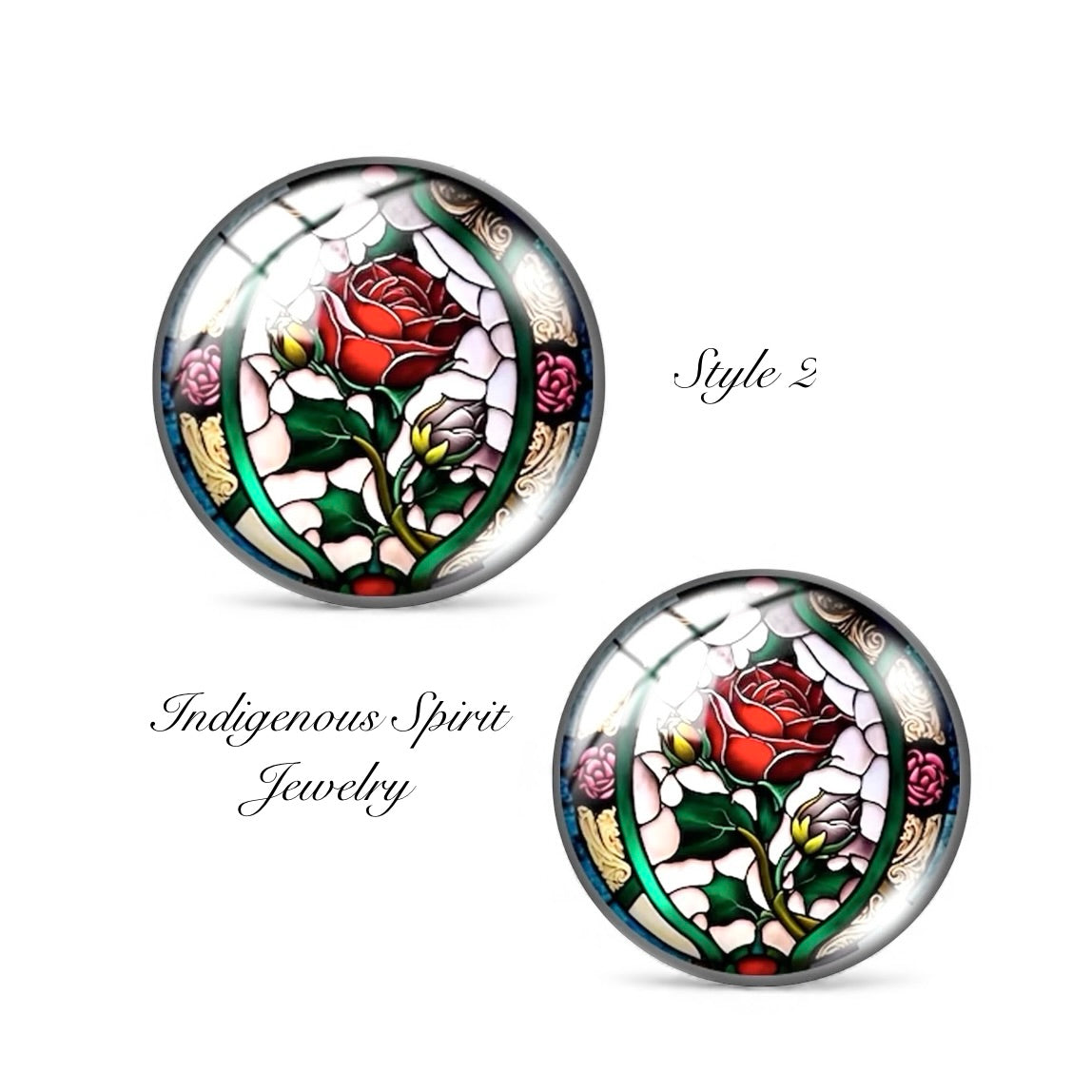 Stained Glass Rose Glass Cabochons (18mm)