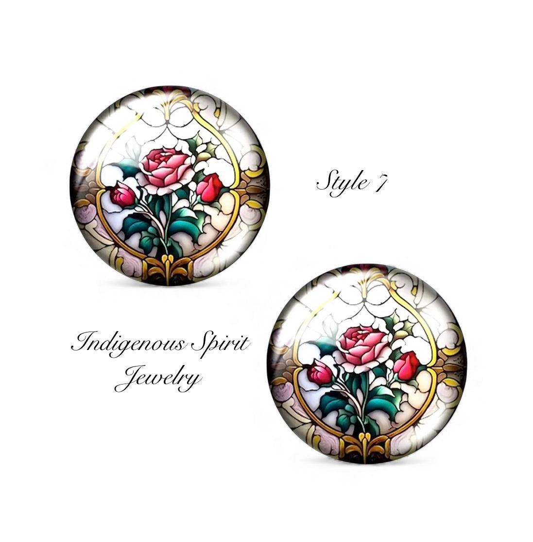 Stained Glass Rose Glass Cabochons (18mm)