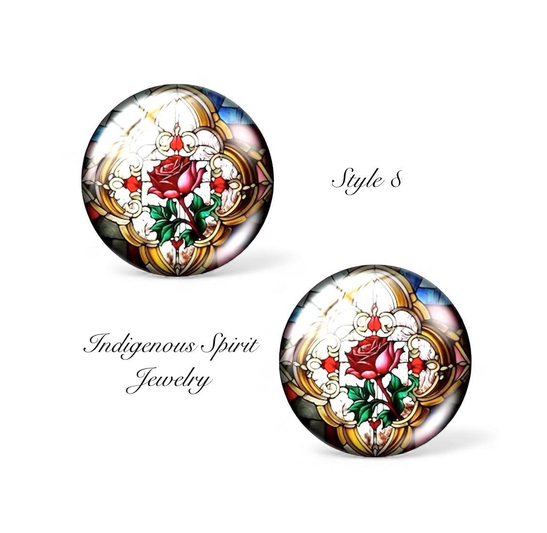 Stained Glass Rose Glass Cabochons (18mm)