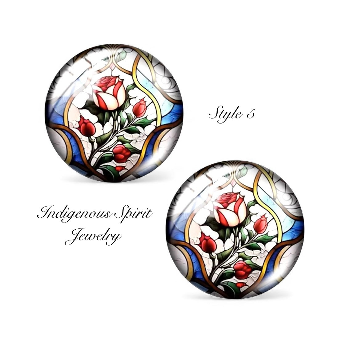 Stained Glass Rose Glass Cabochons (18mm)