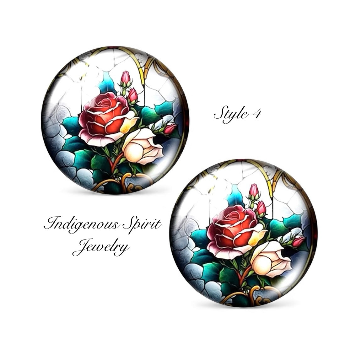 Stained Glass Rose Glass Cabochons (18mm)