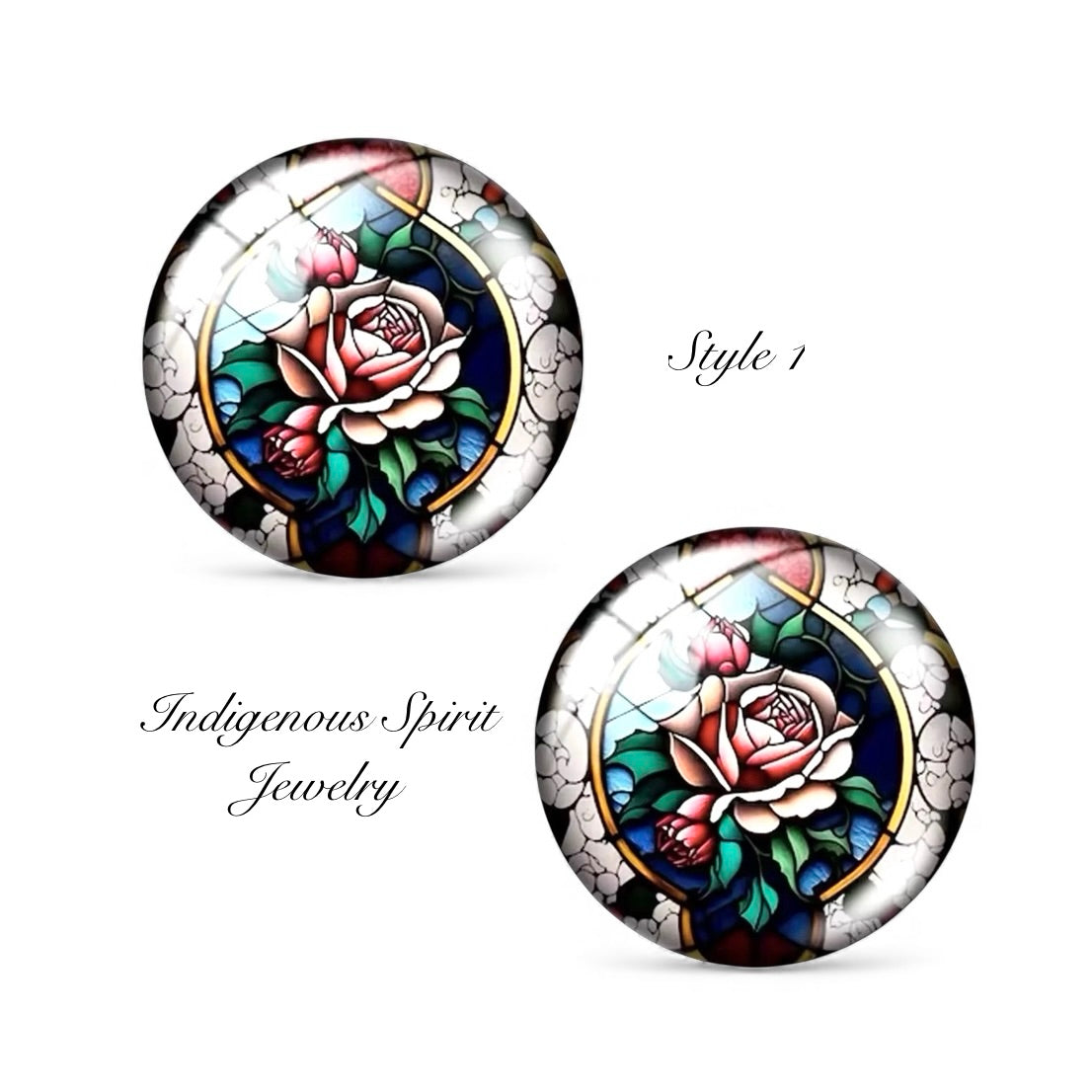 Stained Glass Rose Glass Cabochons (18mm)