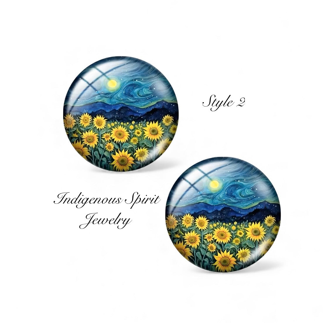 Starry Night Van Gough Inspired Glass Cabochons (18mm)