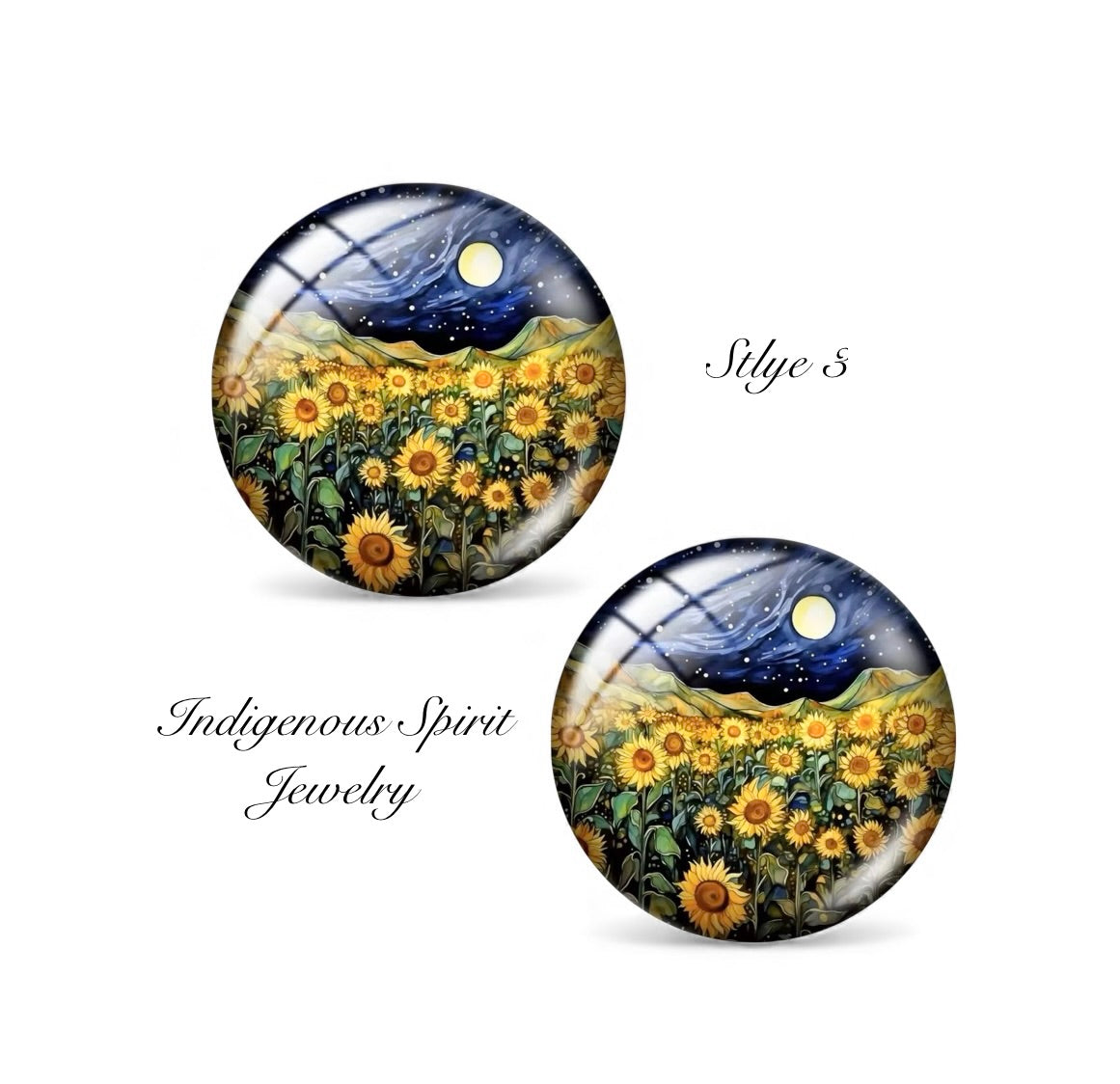 Starry Night Van Gough Inspired Glass Cabochons (18mm)