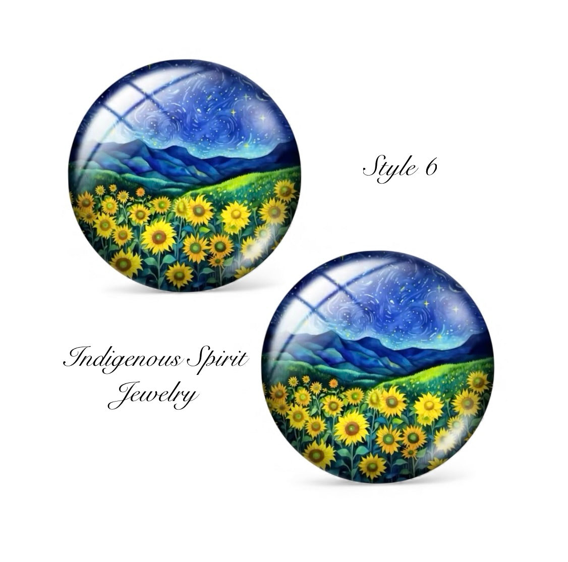 Starry Night Van Gough Inspired Glass Cabochons (18mm)