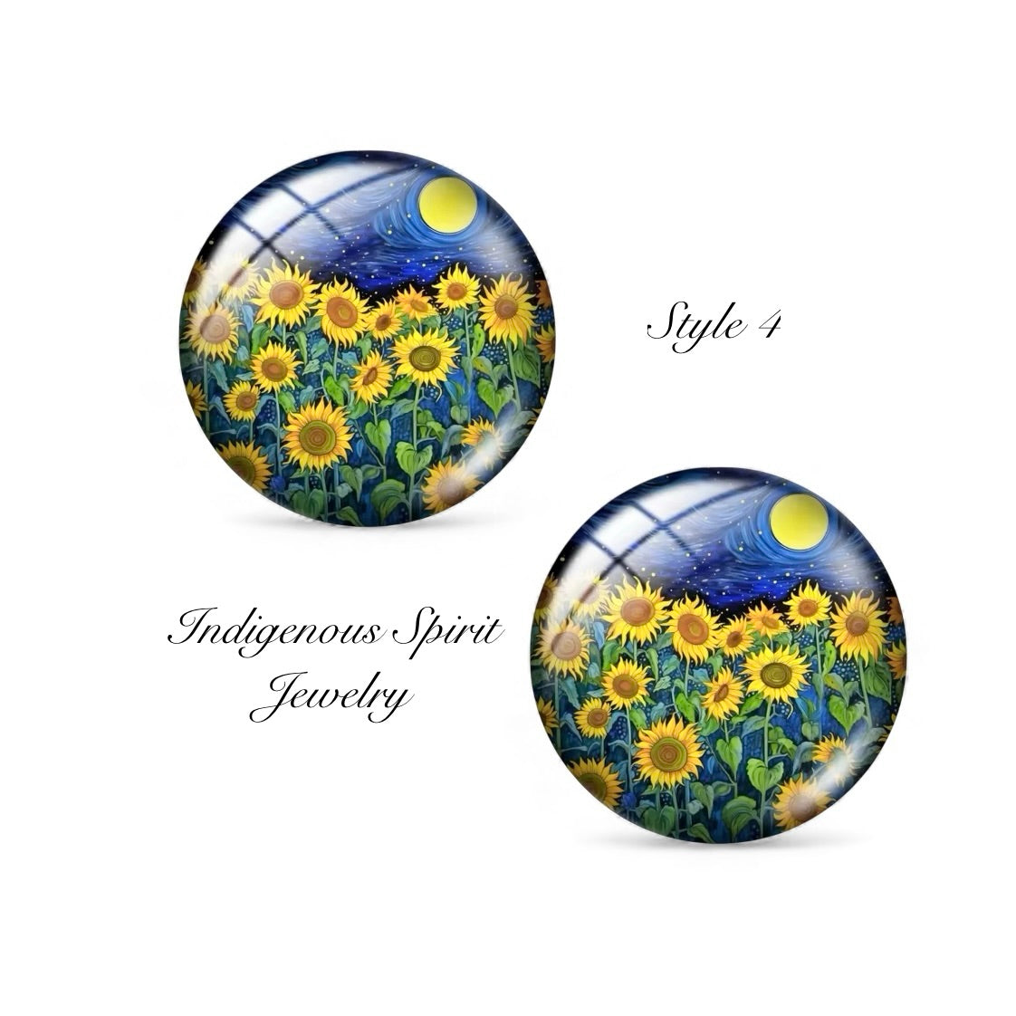 Starry Night Van Gough Inspired Glass Cabochons (18mm)