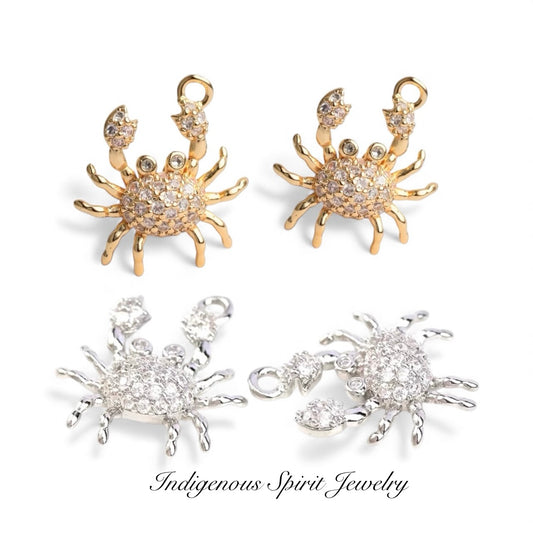 Crab Charms with Zircon Crystals