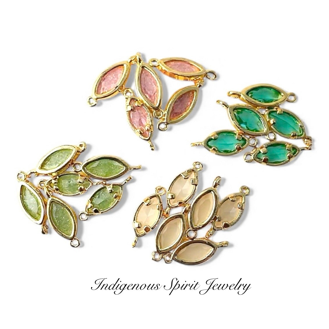 18k Gold Plated Marquis Connector Charms with Zircon Stones