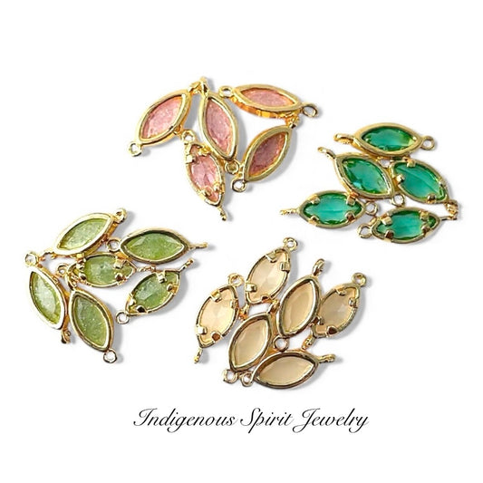 18k Gold Plated Marquis Connector Charms with Zircon Stones