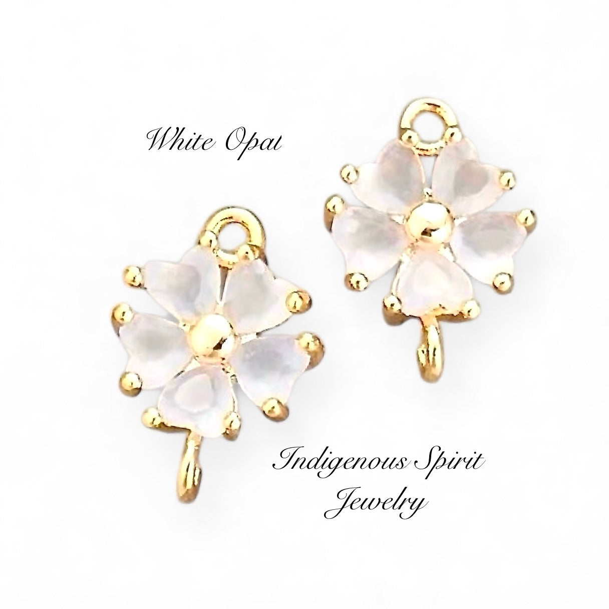 18k Gold Plated (Flower Style 2) Connector Charms With Zircon Stones