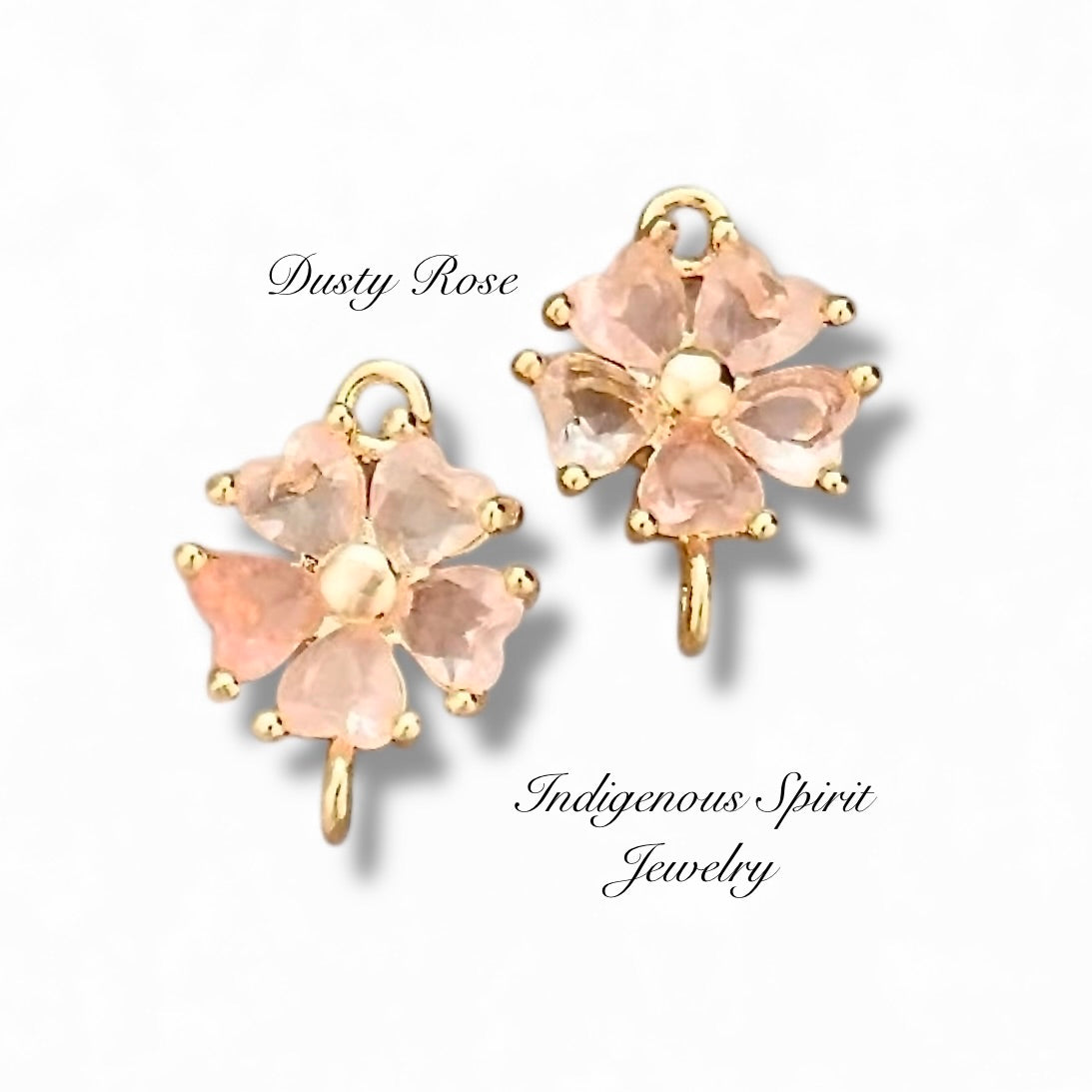 18k Gold Plated (Flower Style 2) Connector Charms With Zircon Stones