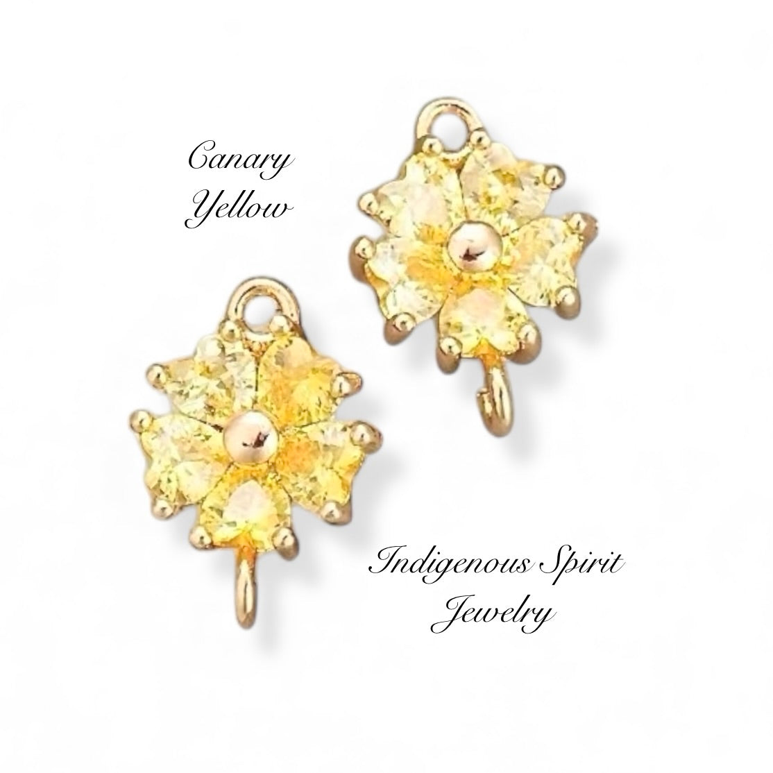 18k Gold Plated (Flower Style 2) Connector Charms With Zircon Stones