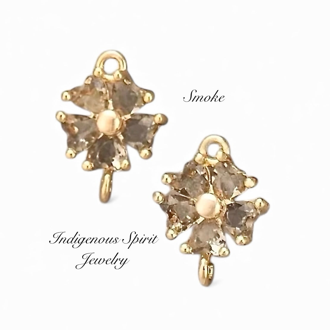 18k Gold Plated (Flower Style 2) Connector Charms With Zircon Stones