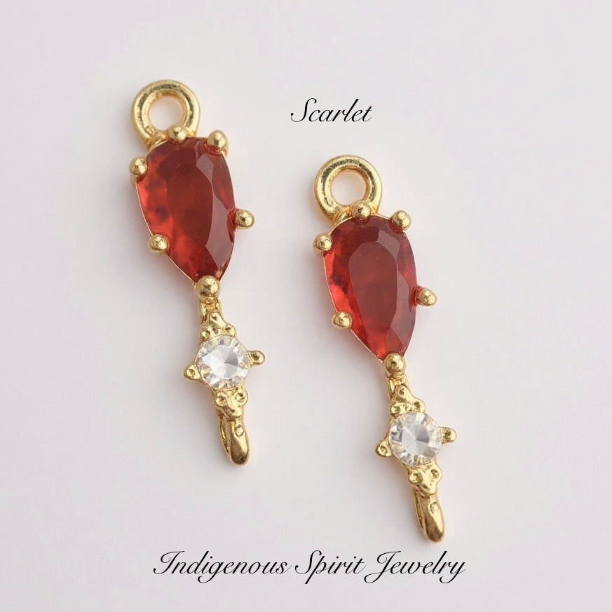 18k Gold Plated Teardrop Charm Connectors with Zircon Stones