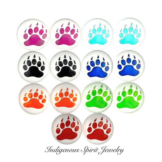 Bear Print Glass Cabochons (18mm)