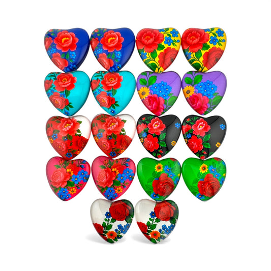 Kokum Scarf Glass Heart Cabochons