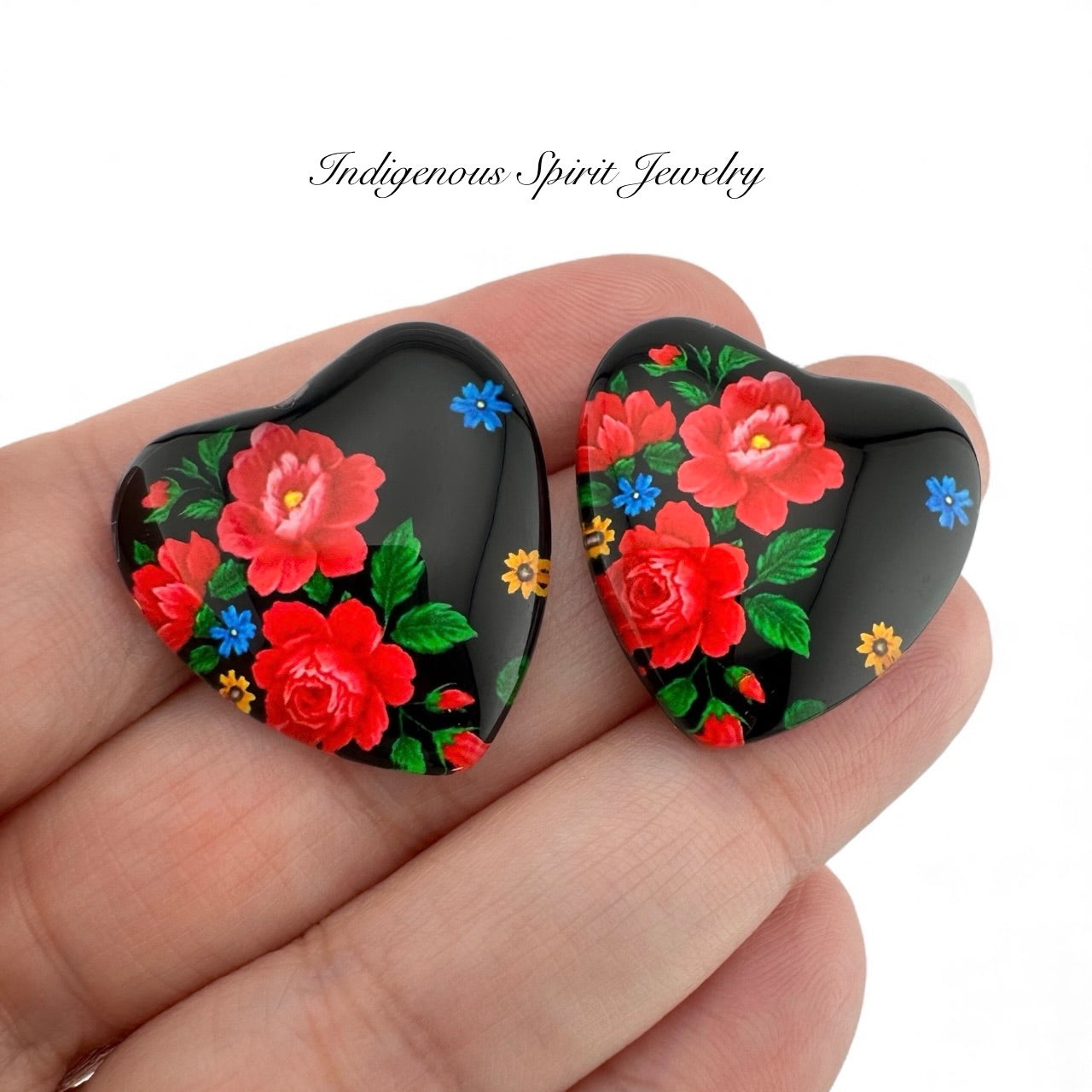 Kokum Scarf Glass Heart Cabochons