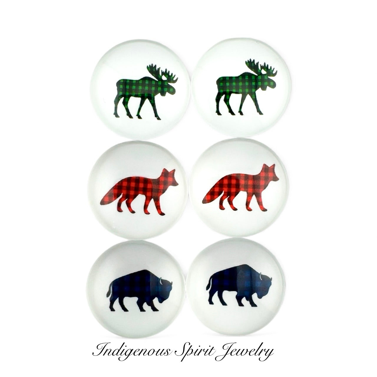 18mm Animal Plaid Glass Cabochons