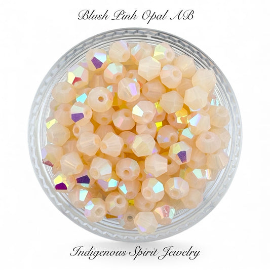 Blush Pink Opal AB Fancy Glass Bicone Beads - Value Beads