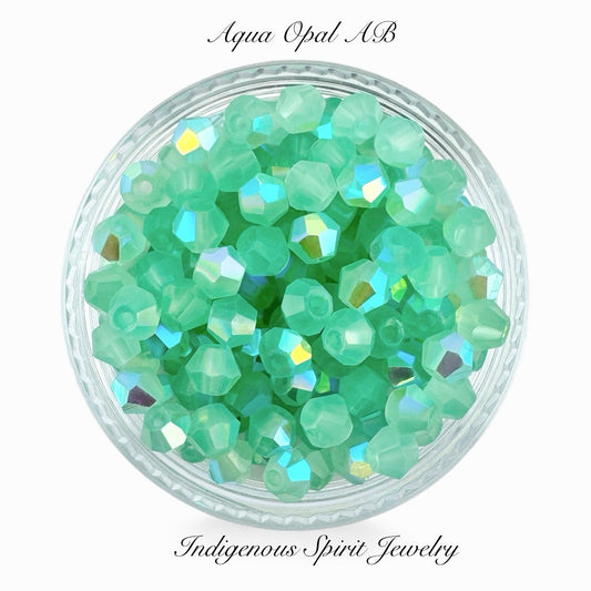 Aqua Opal AB Fancy Glass Bicone Beads - Value Beads