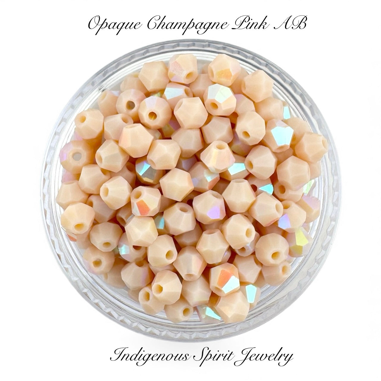 4mm Opaque Pink Champagne AB Fancy Glass Bicone Bead 20g box