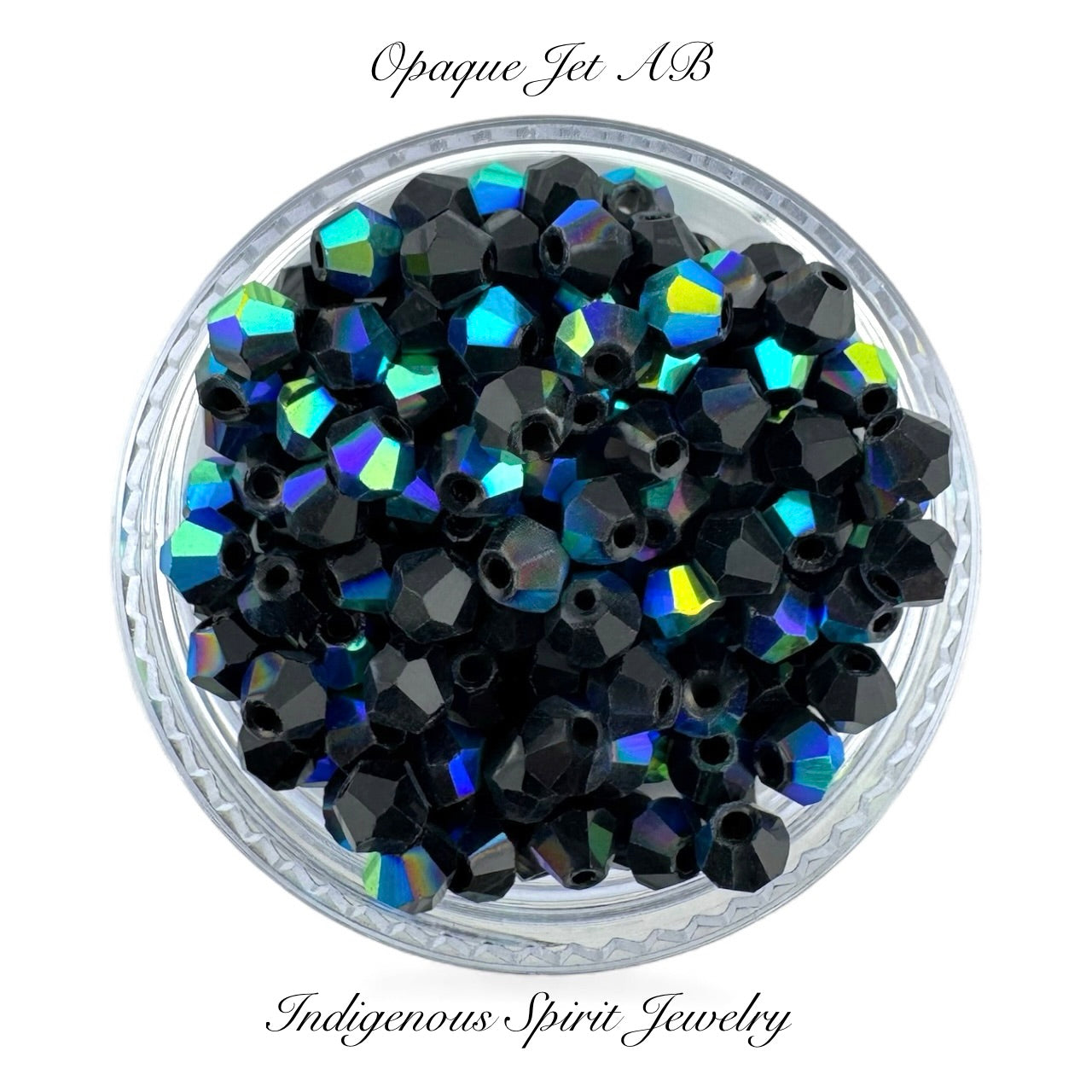 Opaque Jet AB Fancy Glass Bicone Beads - Value Beads