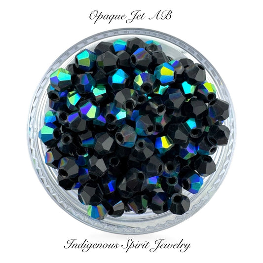 Opaque Jet AB Fancy Glass Bicone Beads - Value Beads