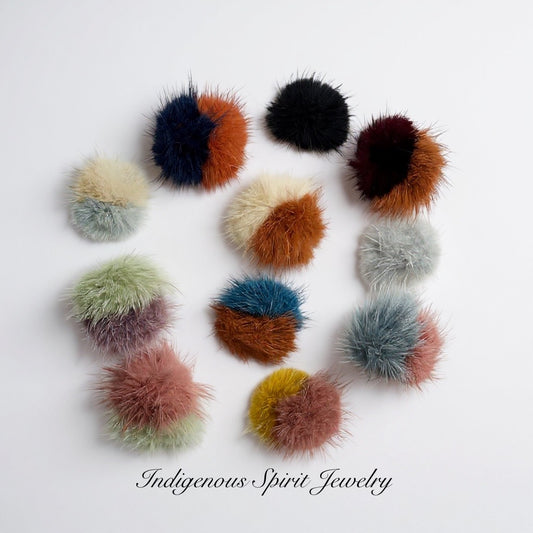 2 colour - Mink Fur Balls with Connectors