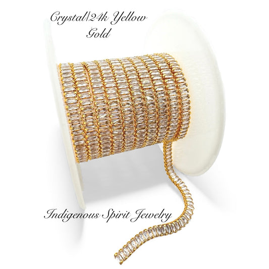 Crystal/24k Yellow Gold Plated Baguette Cubic Zirconia Banding