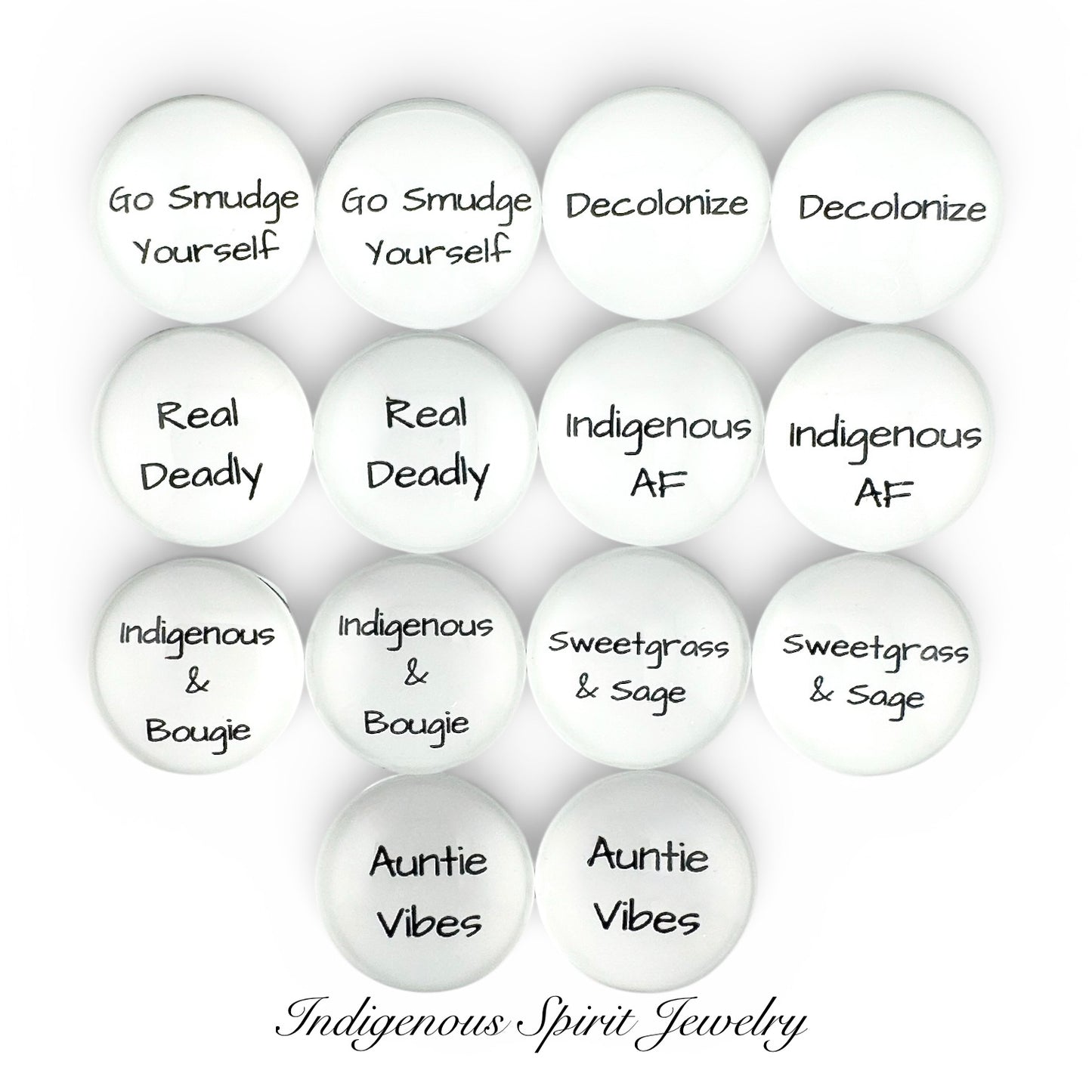 18mm Indigenous Sayings Glass Cabochons