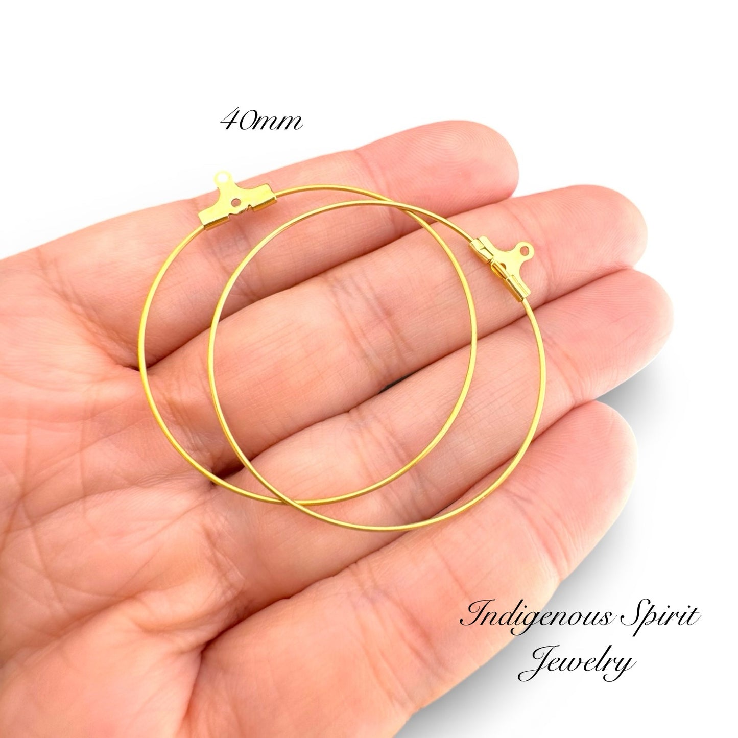Stainless Steel Ear Wire Hoops - Gold