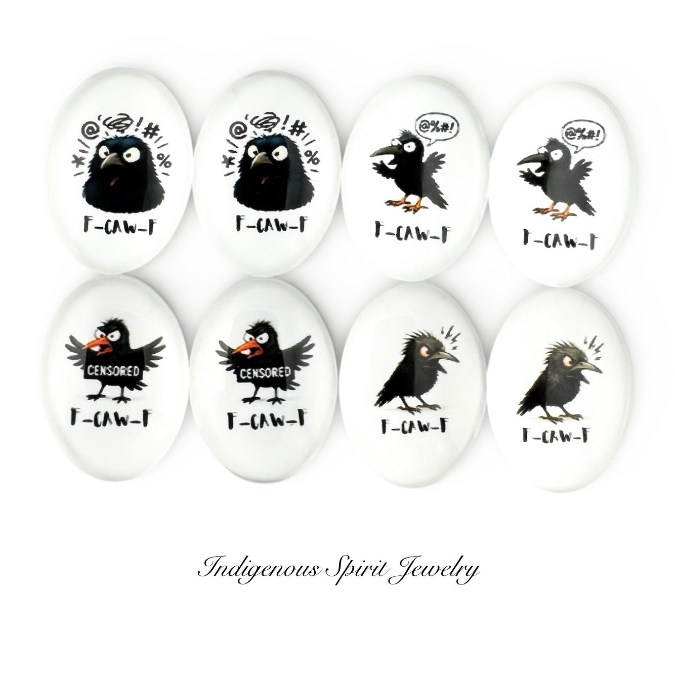 F-caw-F 18mm Oval Glass Cabochons