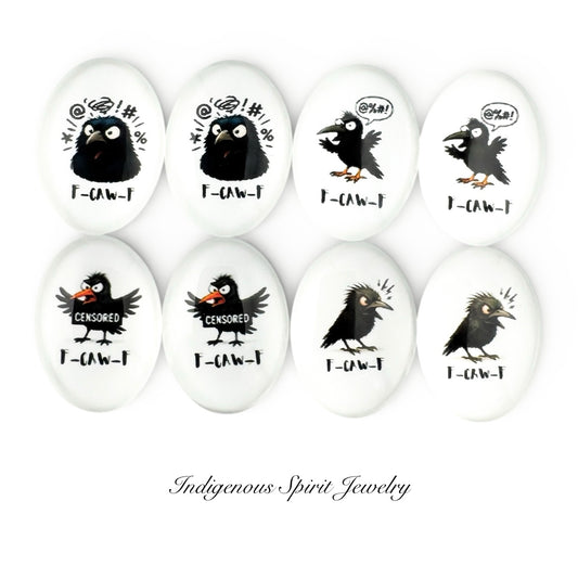 F-caw-F 18mm Oval Glass Cabochons