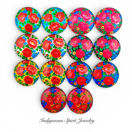 Glass 18mm Circle Kokum Scarf Cabochons