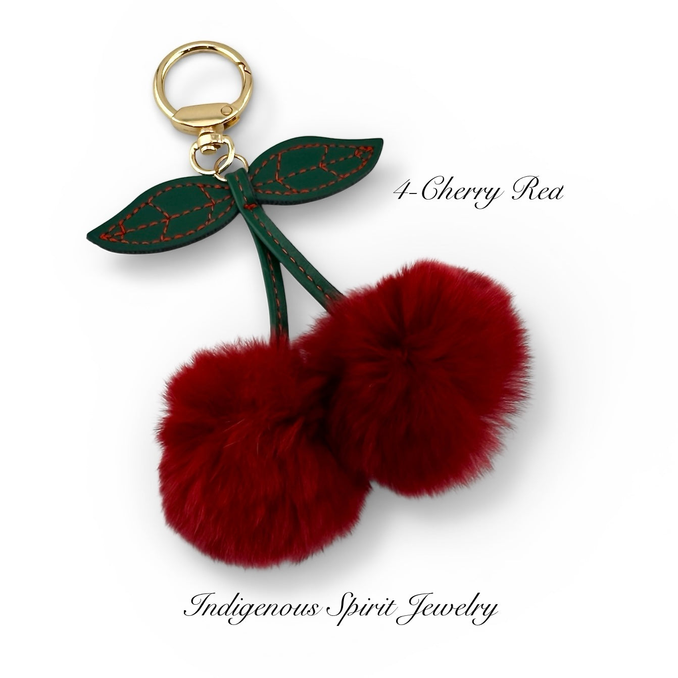 Cherry Shaped Rabbit Fur Pom Pom Keychain